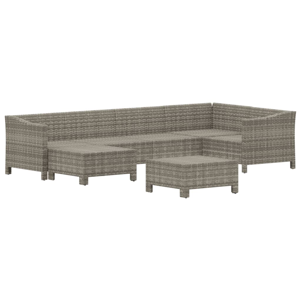Salon de jardin 7 pcs avec coussins Gris Résine tressée
