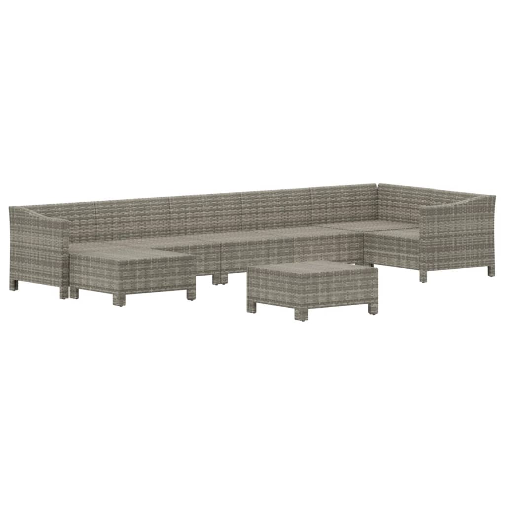 Salon de jardin 8 pcs avec coussins Gris Résine tressée