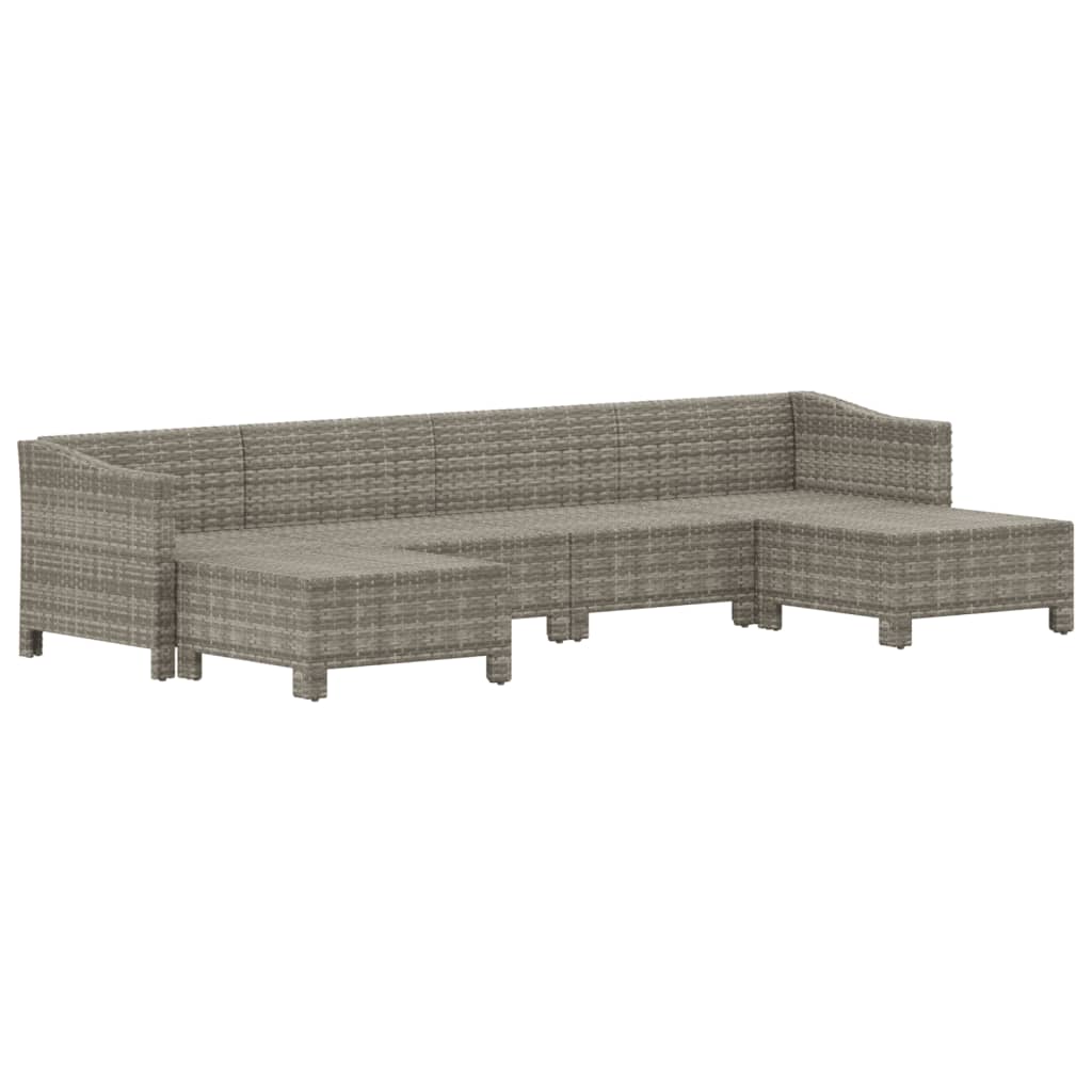 Salon de jardin 6 pcs avec coussins Gris Résine tressée