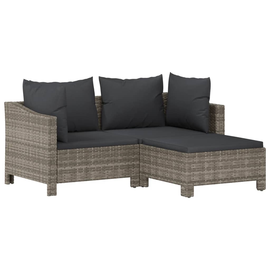 Salon de jardin 6 pcs avec coussins Gris Résine tressée