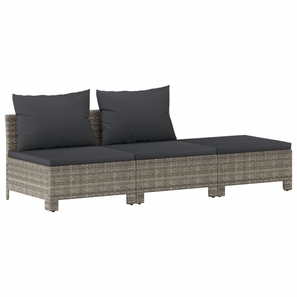 Salon de jardin 6 pcs avec coussins Gris Résine tressée