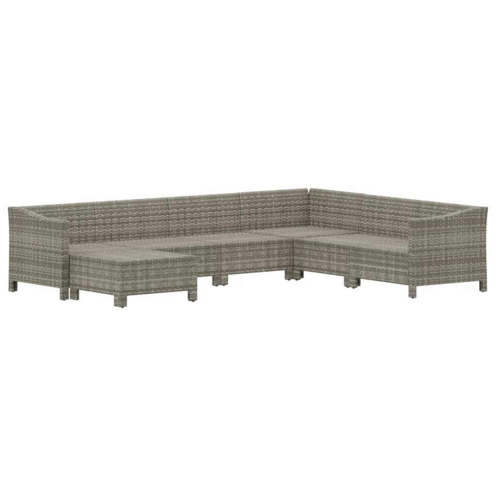 Salon de jardin 7 pcs avec coussins Gris Résine tressée