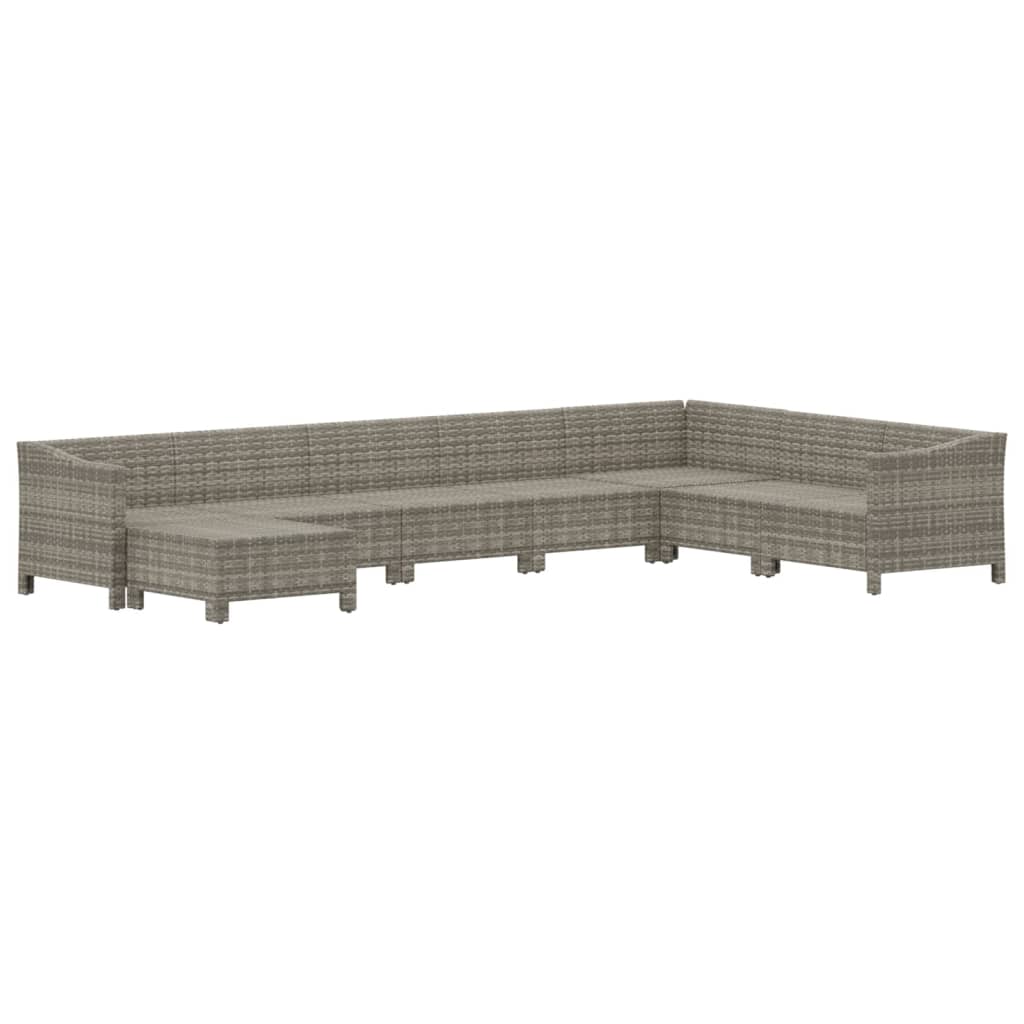 Salon de jardin 8 pcs avec coussins Gris Résine tressée