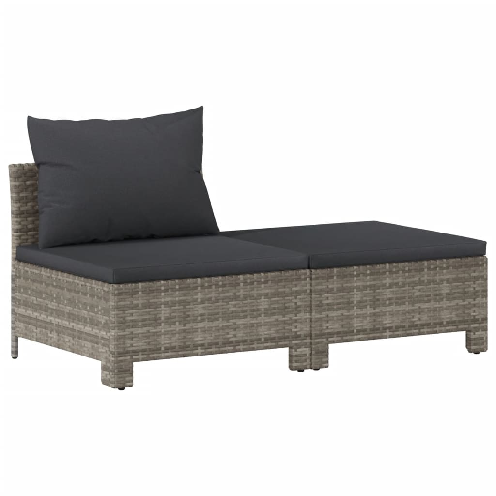 Salon de jardin 9 pcs avec coussins Gris Résine tressée