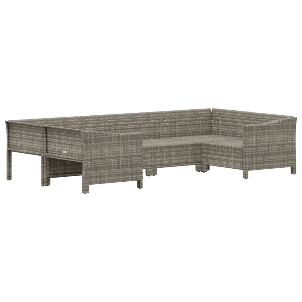 Salon de jardin 6 pcs avec coussins Gris Résine tressée