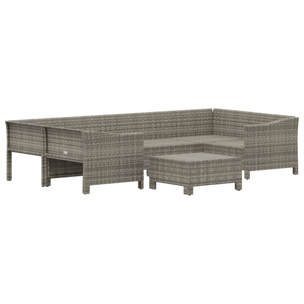 Salon de jardin 7 pcs avec coussins Gris Résine tressée