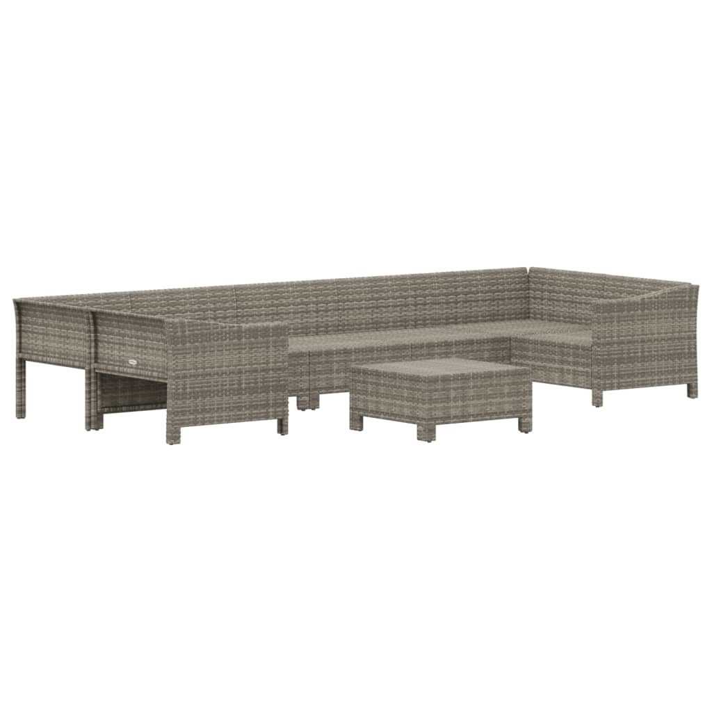 Salon de jardin 8 pcs avec coussins Gris Résine tressée