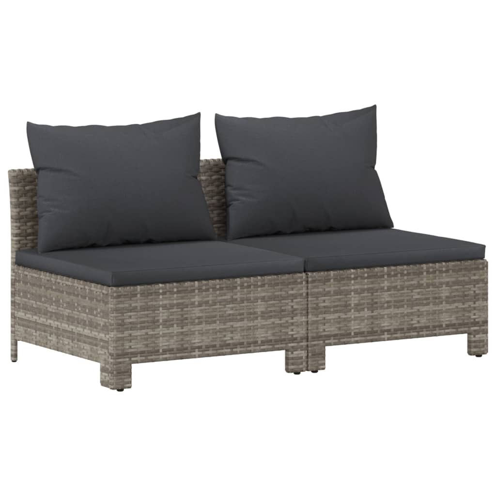 Salon de jardin 10 pcs avec coussins Gris Résine tressée