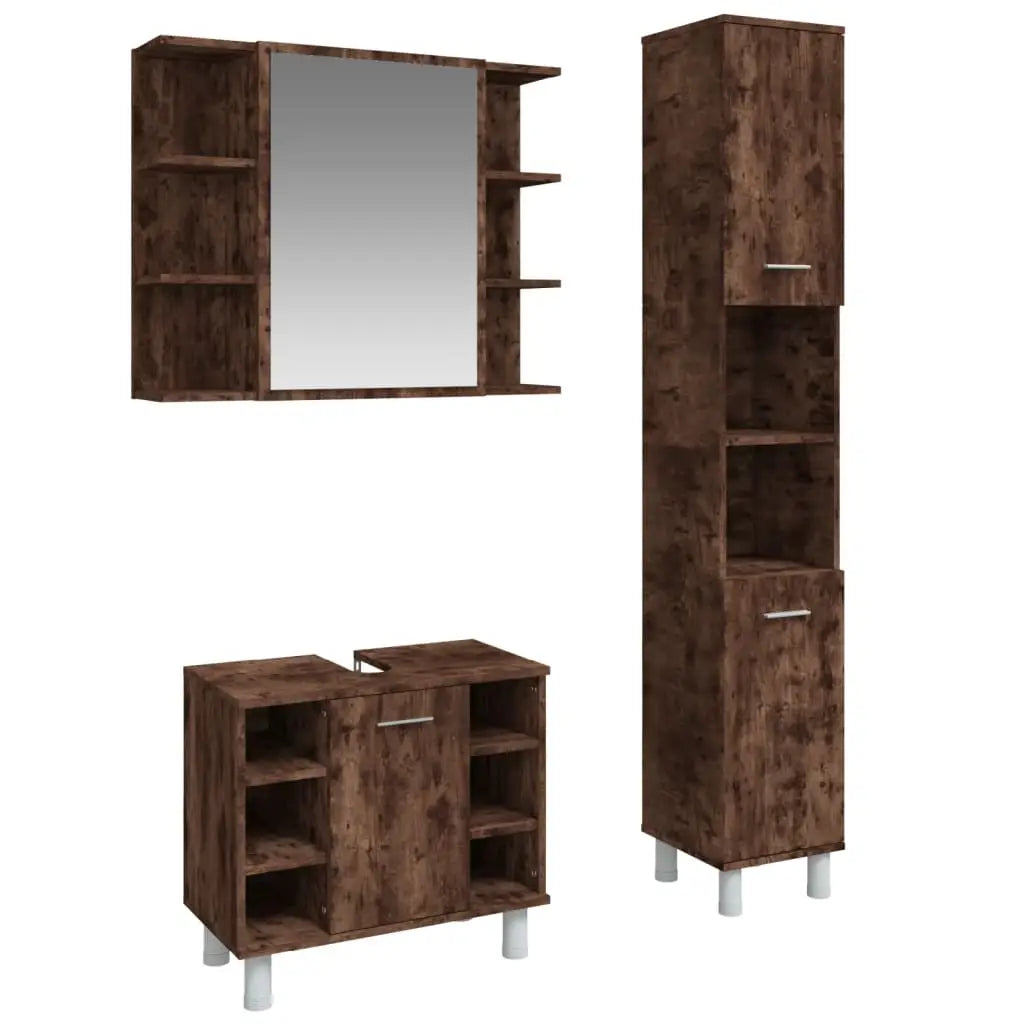Ensemble d’armoires de salle de bain 3 pcs chêne fumé - XIOS