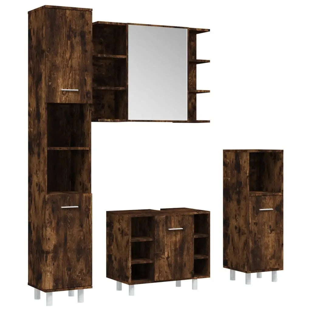 Ensemble d’armoires de salle de bain 4 pcs chêne fumé - XIOS