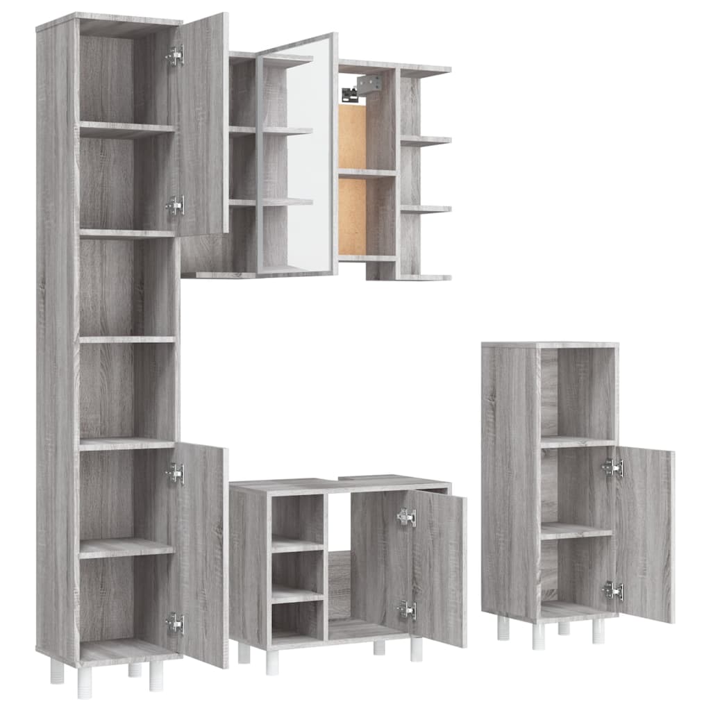 Ensemble d'armoires de salle de bain 4 pcs sonoma gris