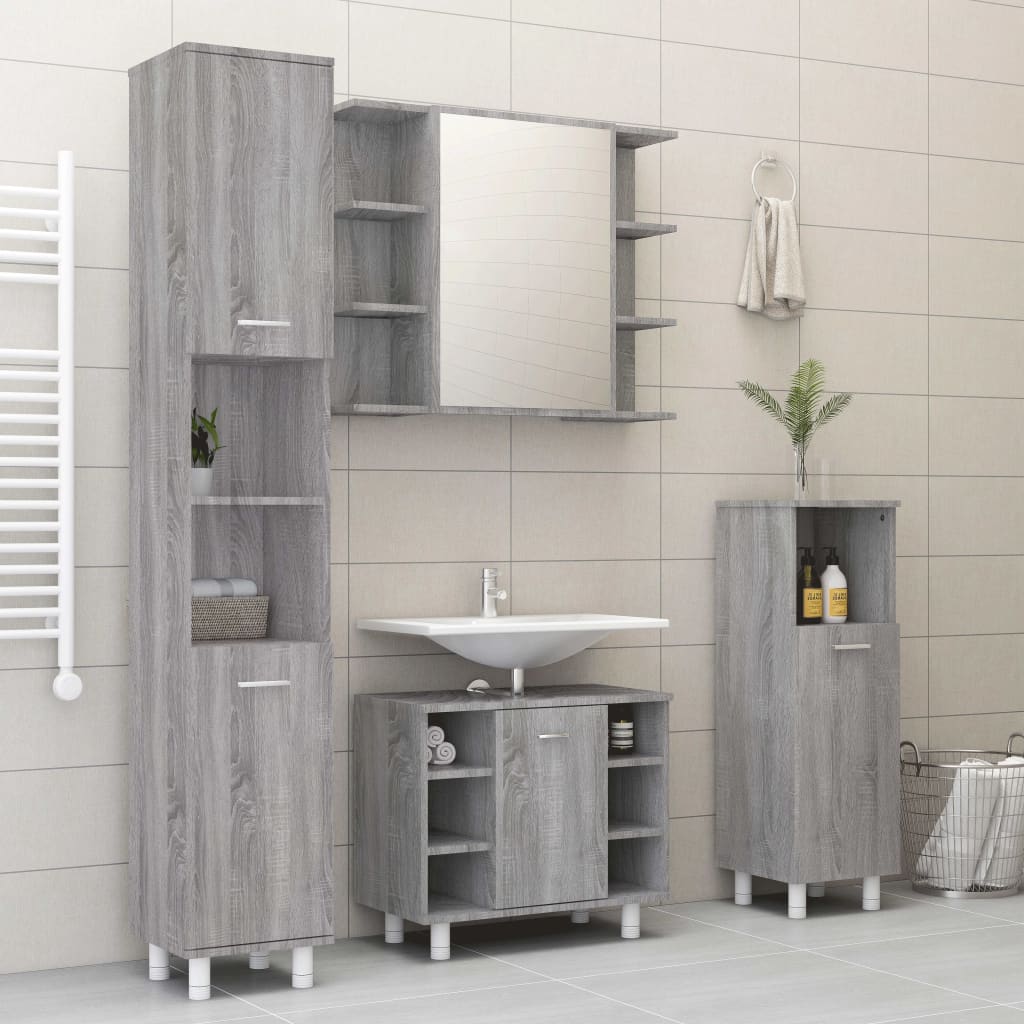 Ensemble d'armoires de salle de bain 4 pcs sonoma gris