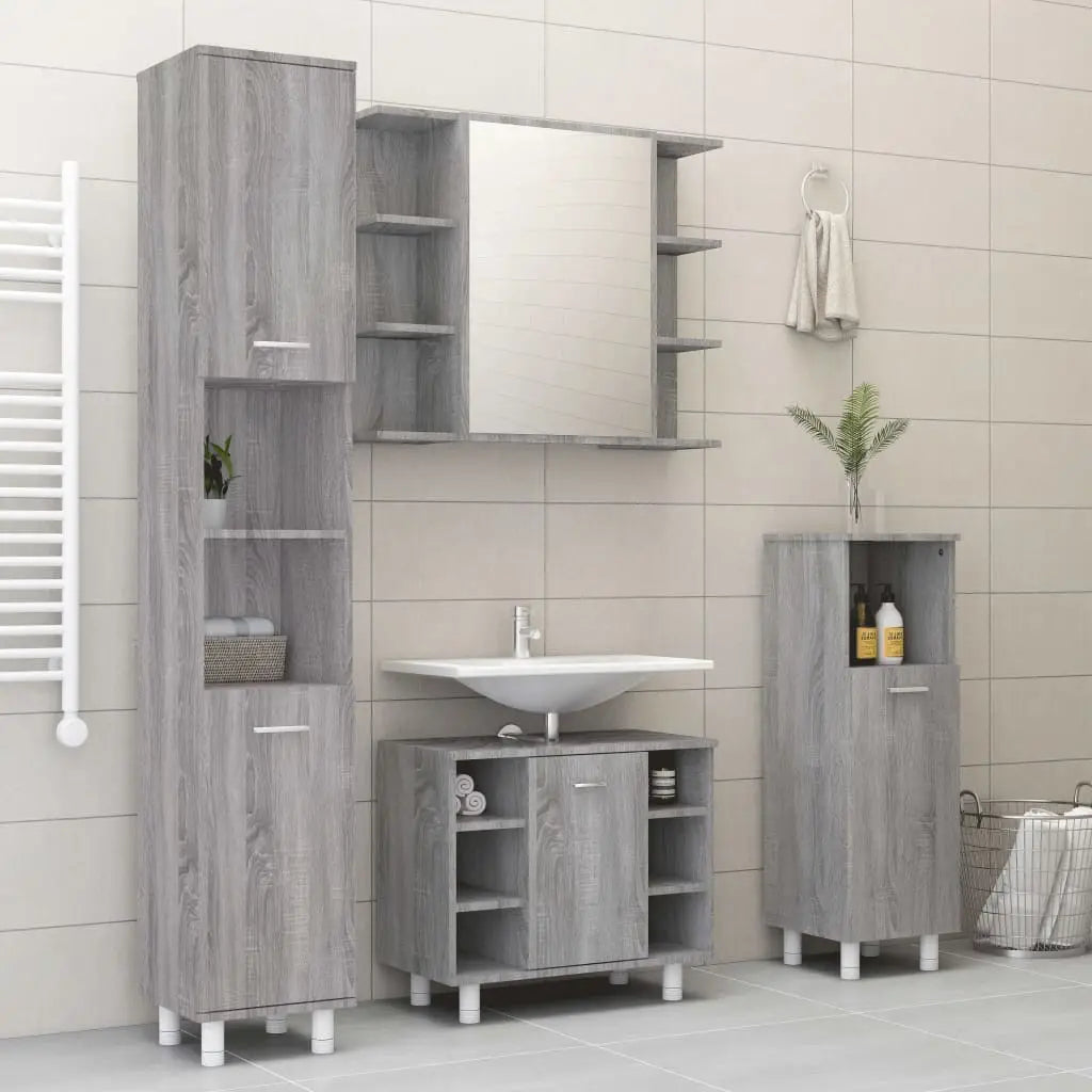 Ensemble d’armoires de salle de bain 4 pcs sonoma gris - XIOS