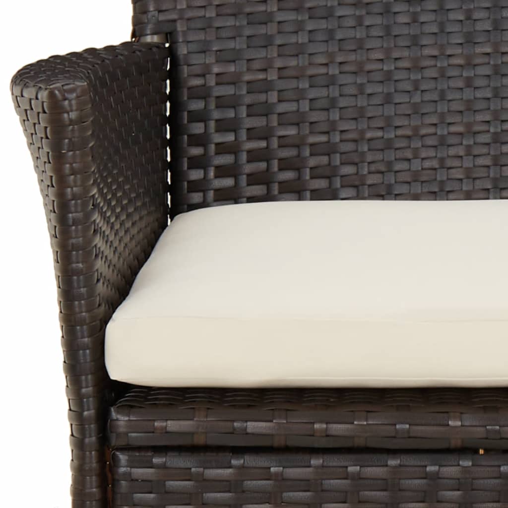 Ensemble à manger de jardin 5 pcs et coussins marron poly rotin