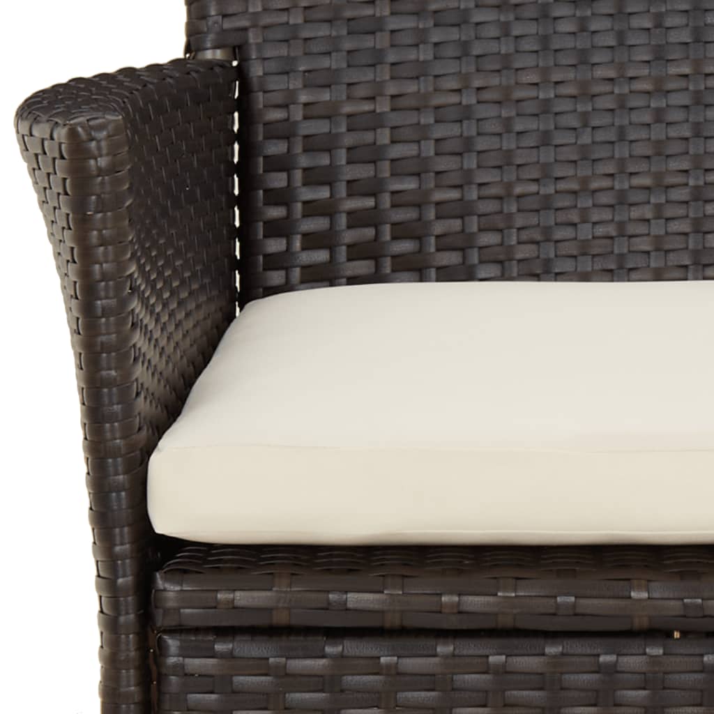 Ensemble à manger de jardin 5 pcs et coussins marron poly rotin