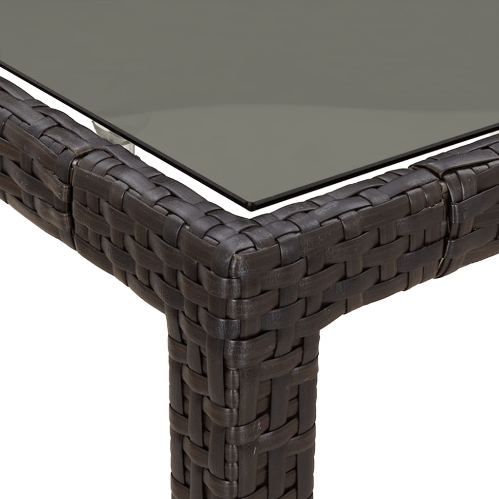 Ensemble à manger de jardin 5 pcs et coussins marron poly rotin