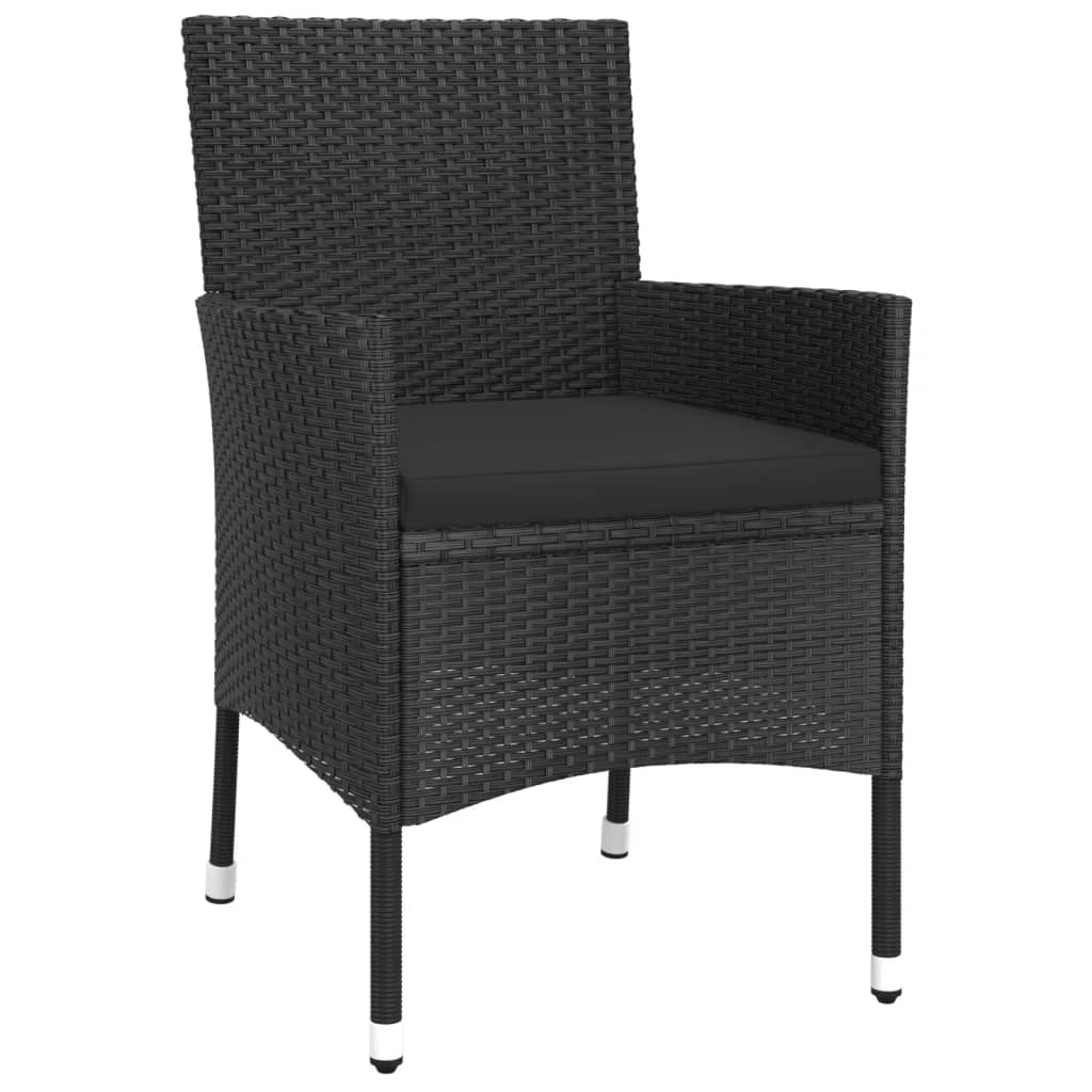 Ensemble à manger de jardin coussins 5pcs Noir Résine tressée