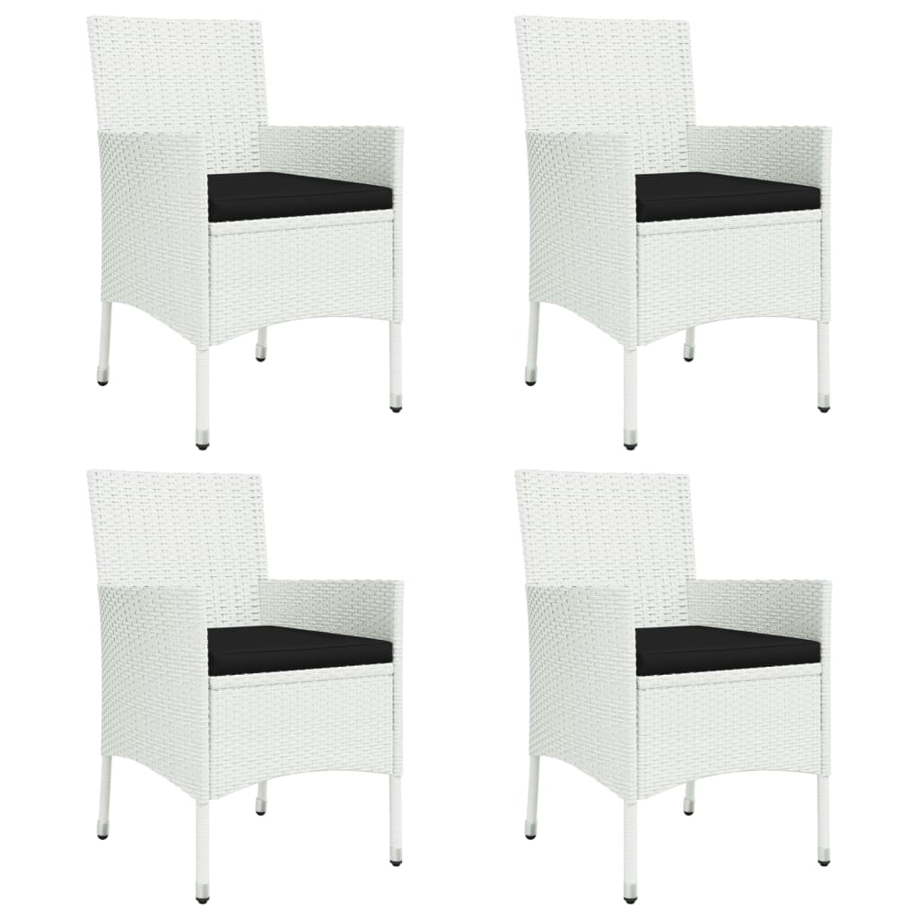 Ensemble à manger de jardin et coussins 5 pcs blanc poly rotin