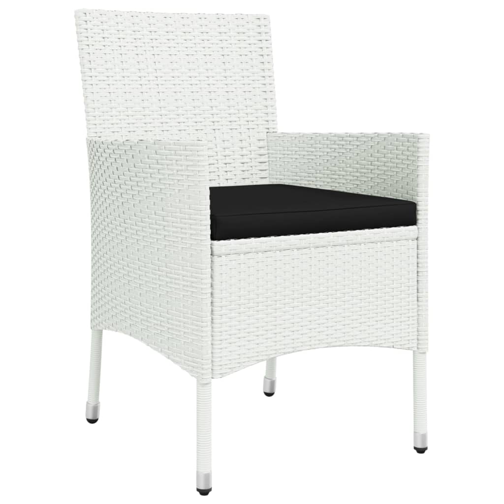 Ensemble à manger de jardin et coussins 5 pcs blanc poly rotin