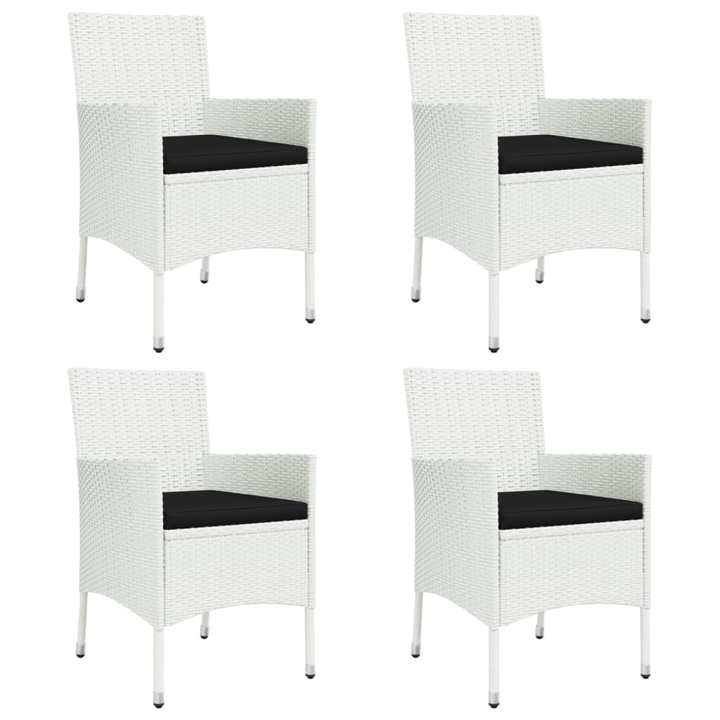 Ensemble à manger de jardin et coussins 5 pcs blanc poly rotin