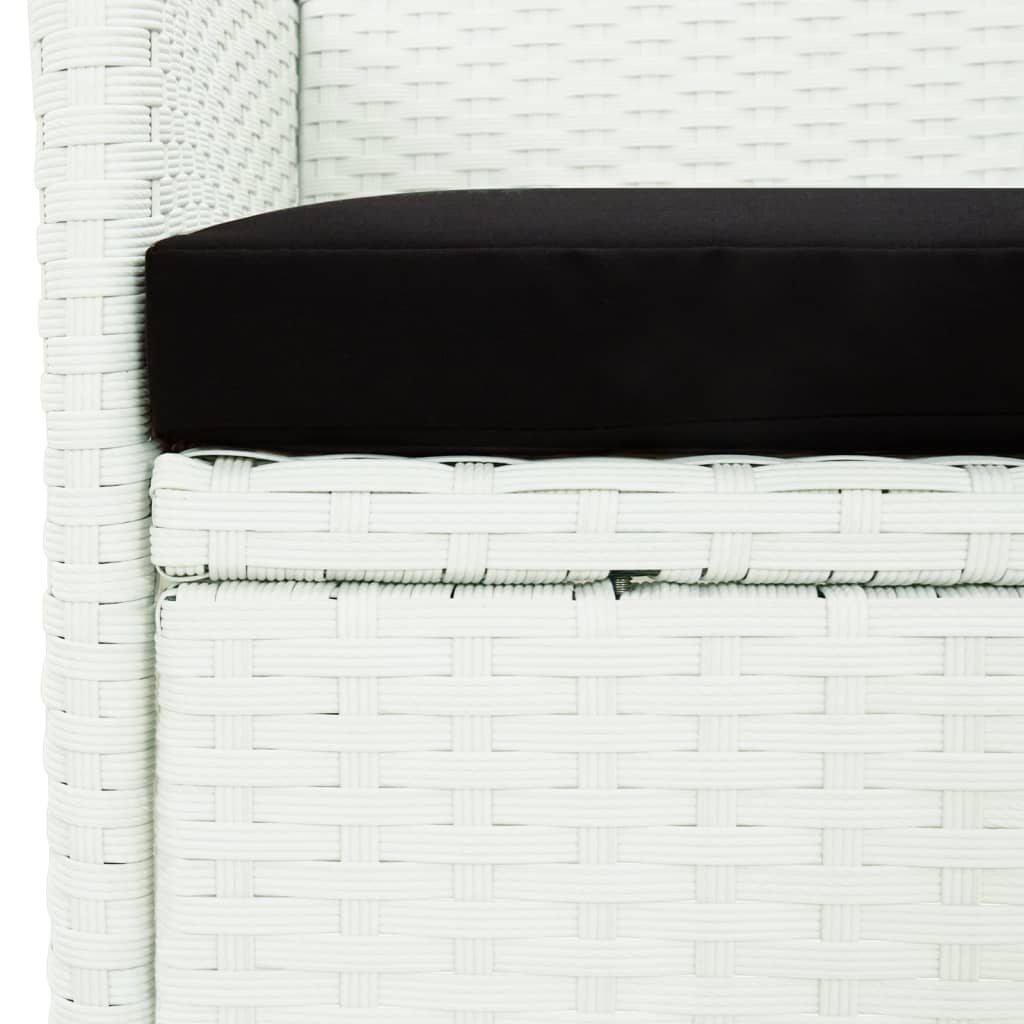 Ensemble à manger de jardin et coussins 5 pcs blanc poly rotin