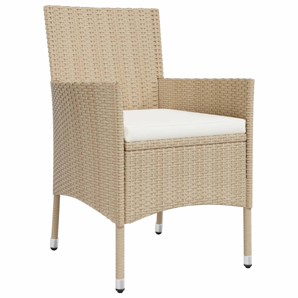 Ensemble à manger de jardin avec coussins 5pcs Beige poly rotin
