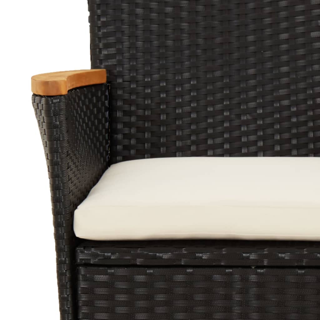 Ensemble à manger de jardin avec coussins 3 pcs Noir