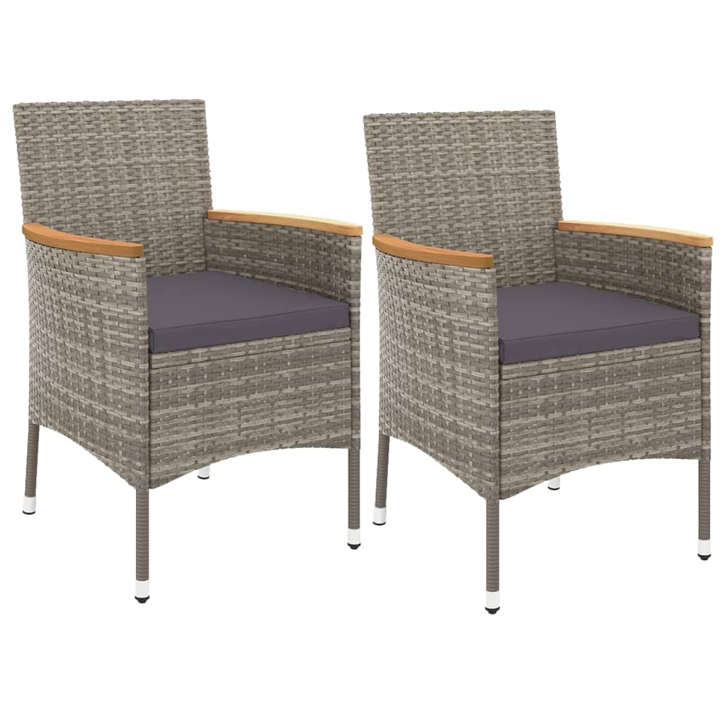 Ensemble à manger de jardin 3 pcs coussins gris résine tressée