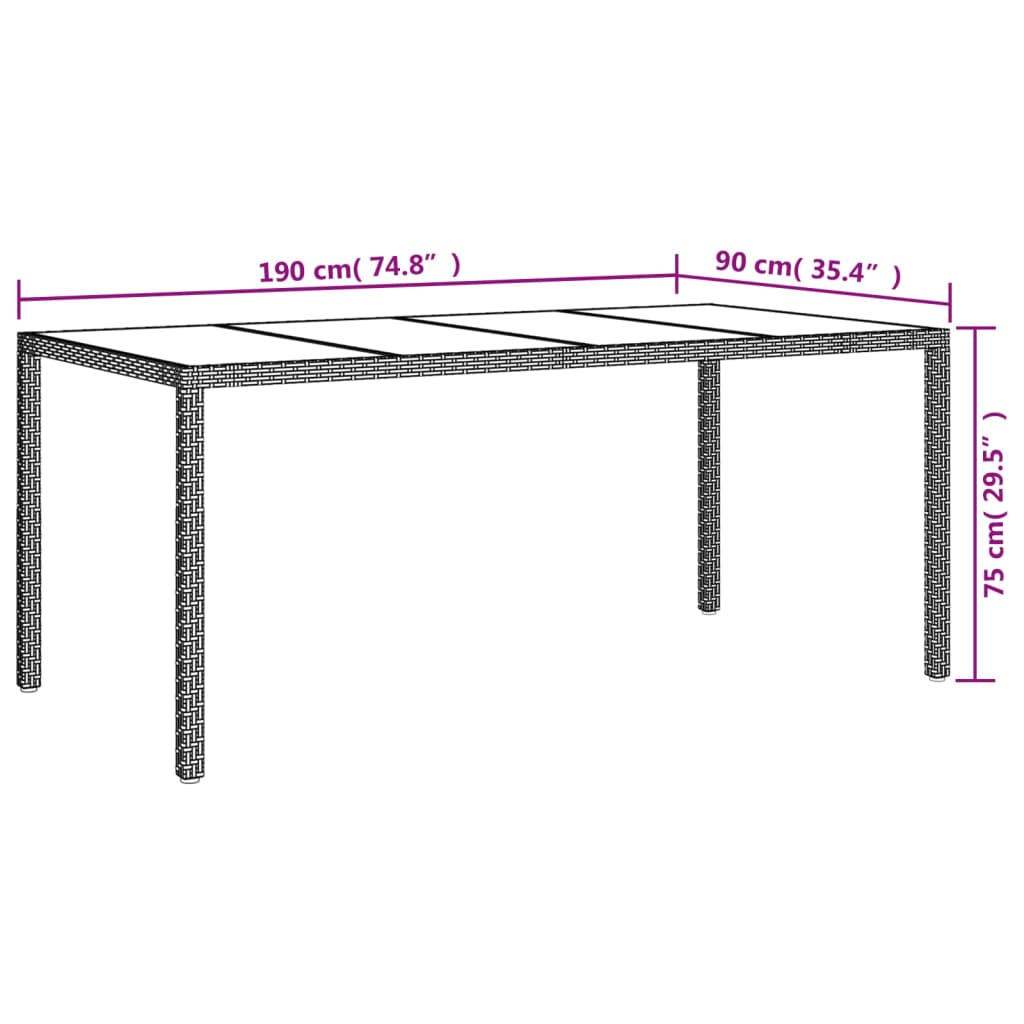 Ensemble à manger jardin et coussins 7 pcs gris rotin