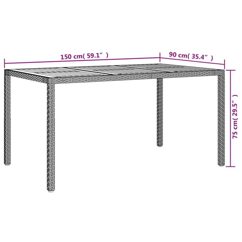 Ensemble à manger de jardin coussins 5pcs Noir Résine tressée