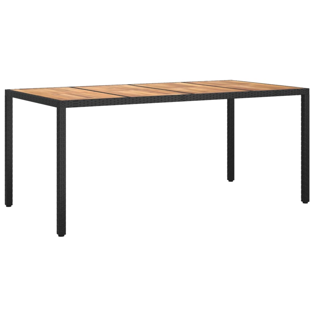 Ensemble à manger jardin 9pcs et coussins noir résine tressée