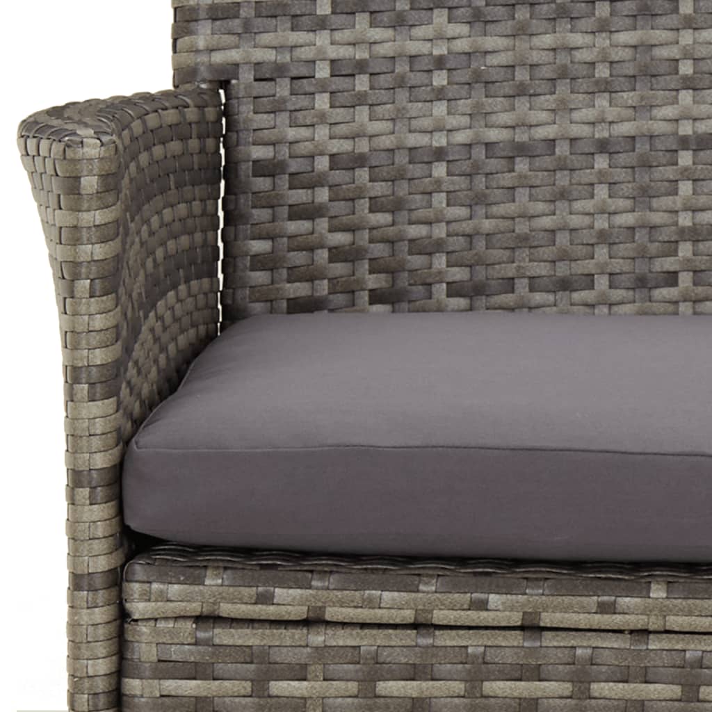 Ensemble à manger de jardin 3 pcs coussins gris résine tressée