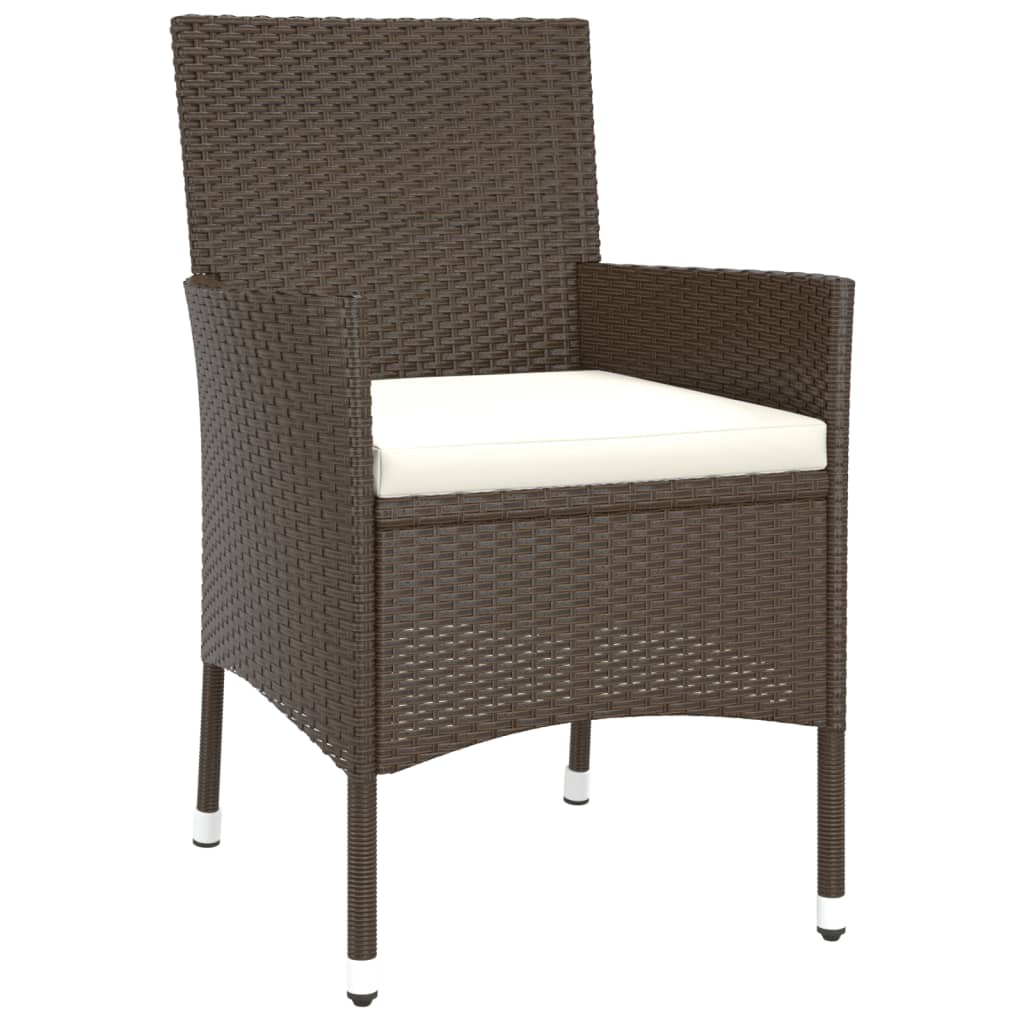 Ensemble de bistro de jardin 5 pcs coussins marron poly rotin