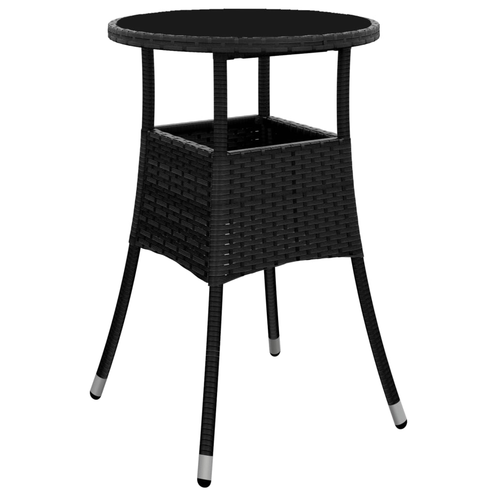 Ensemble de bistro de jardin 3 pcs coussins noir poly rotin