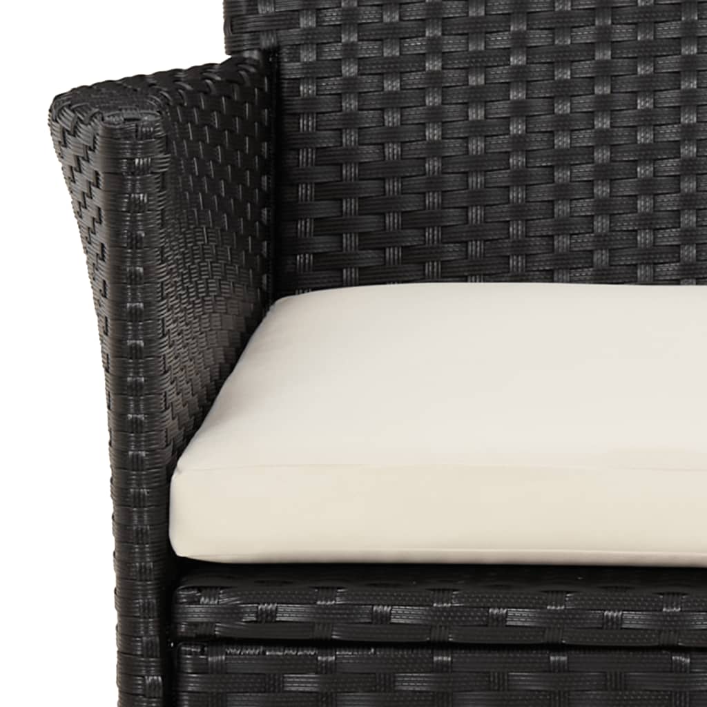 Ensemble de bistro de jardin 5 pcs coussins noir poly rotin