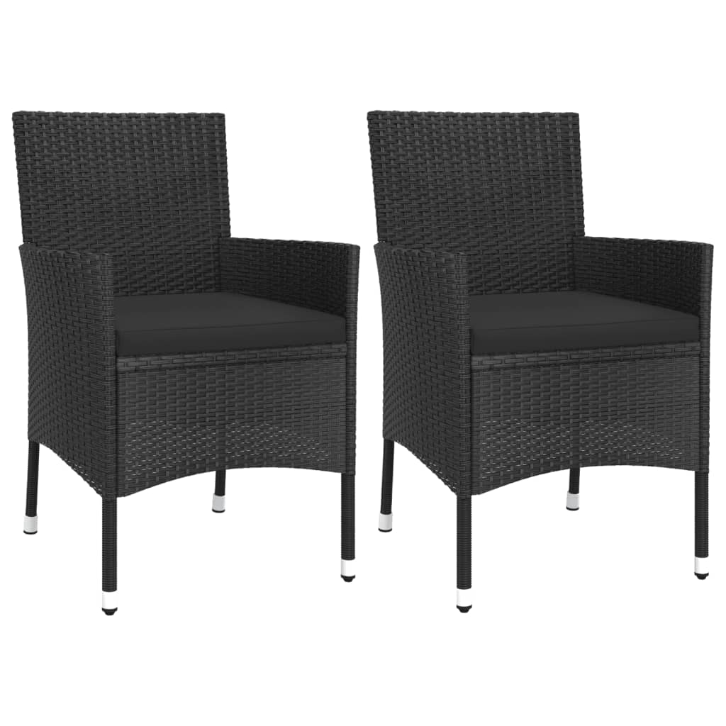 Ensemble de bistro de jardin 3 pcs coussins noir poly rotin