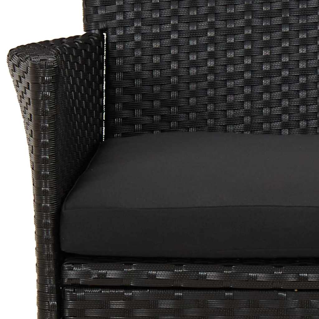 Ensemble de bistro de jardin 5 pcs coussins noir poly rotin