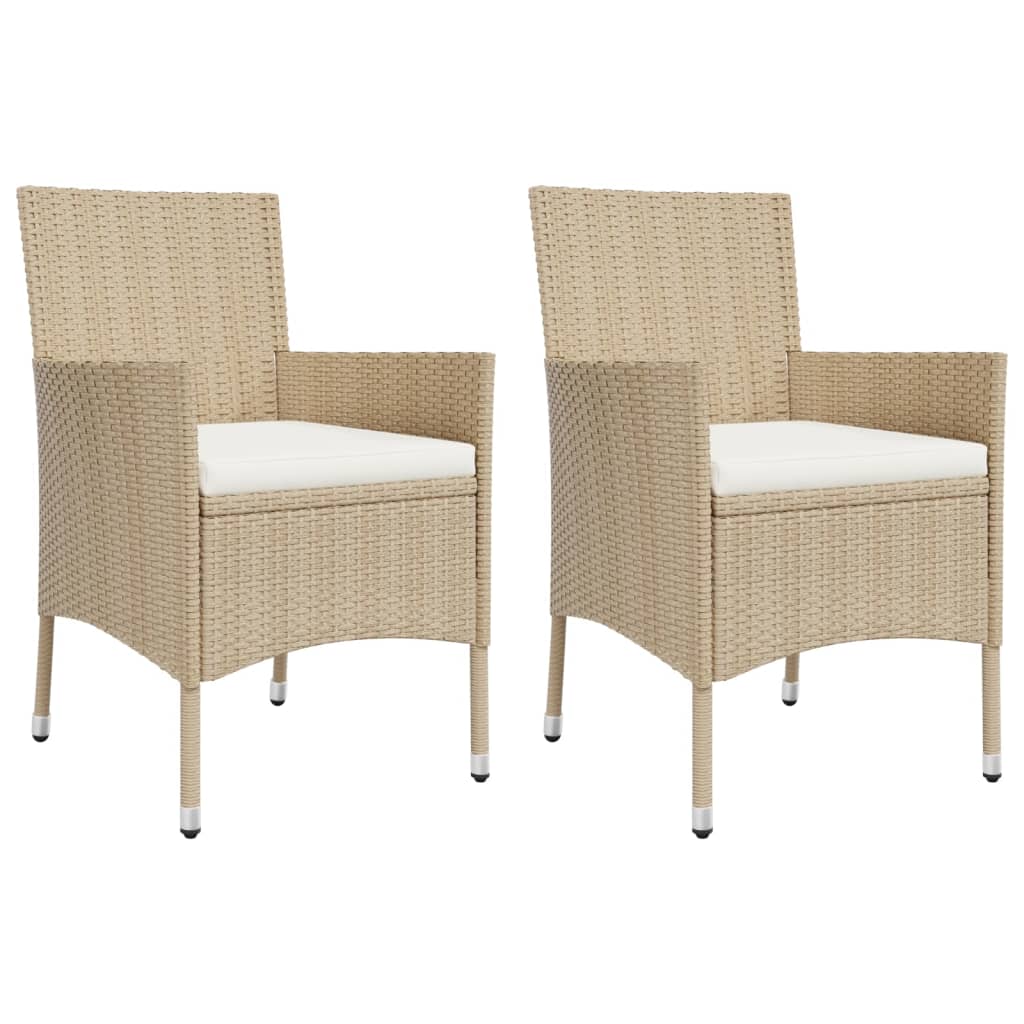 Ensemble de bistro de jardin 3 pcs coussins beige poly rotin