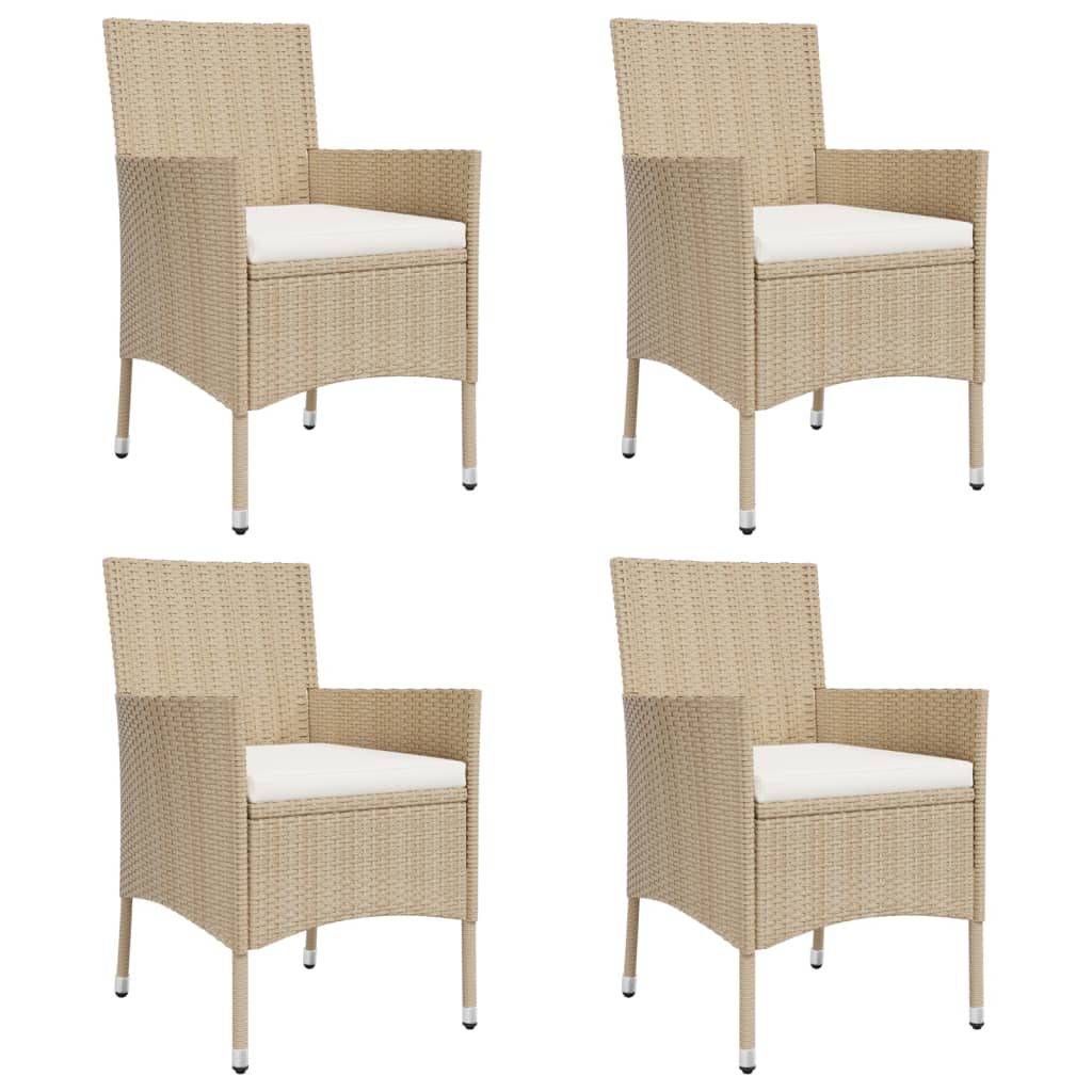 Ensemble de bistro de jardin 5 pcs coussins beige poly rotin
