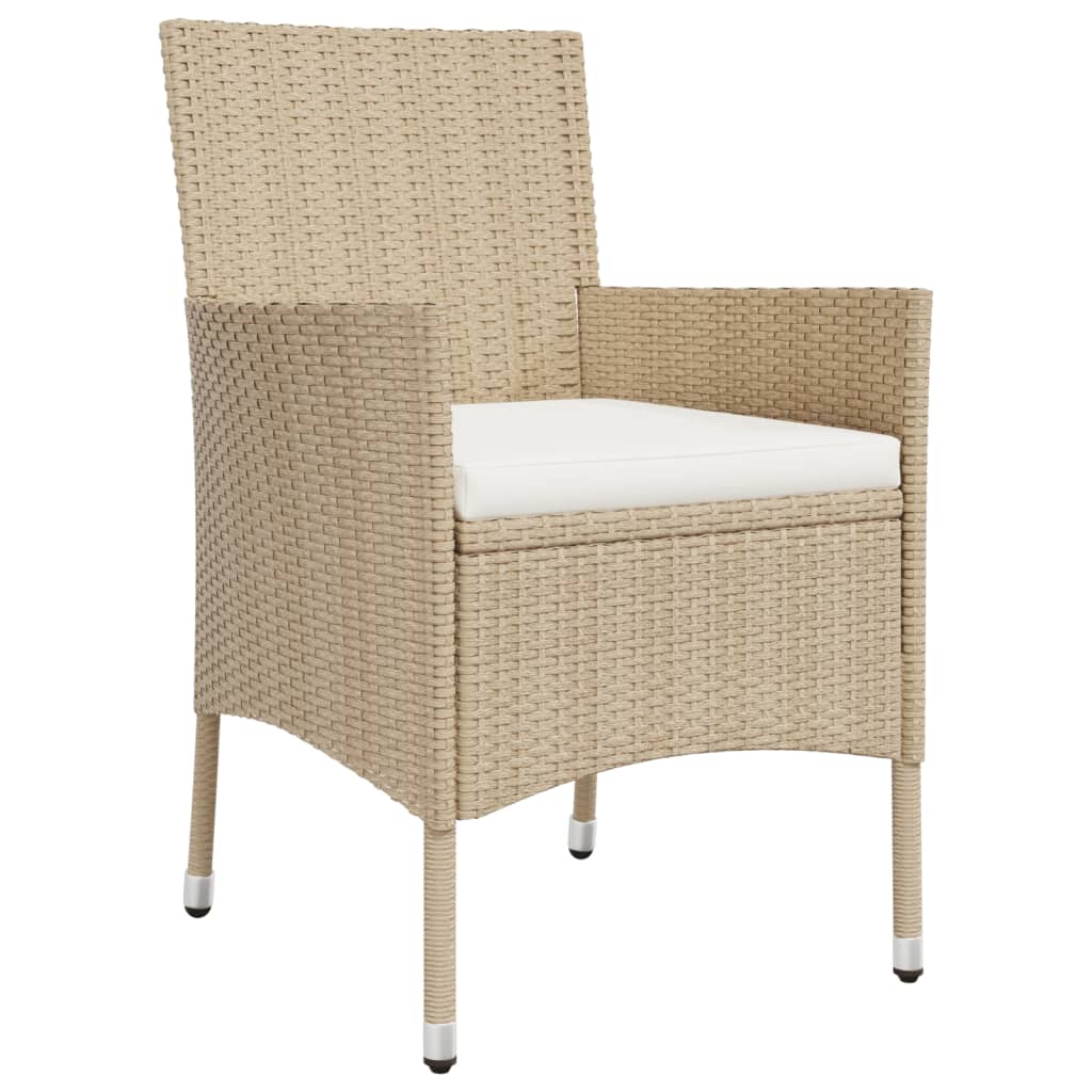 Ensemble de bistro de jardin 5 pcs coussins beige poly rotin