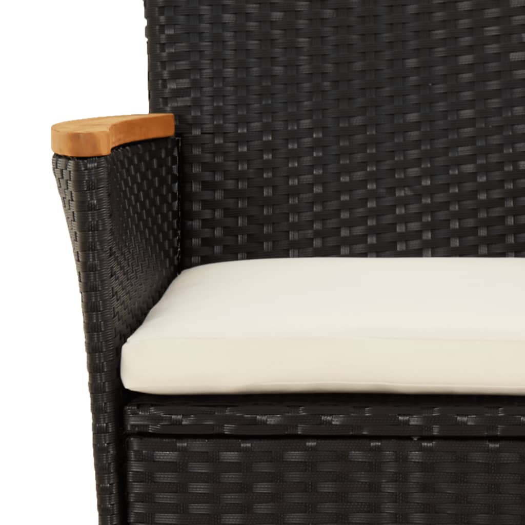 Ensemble de bistro de jardin 3 pcs coussins noir poly rotin