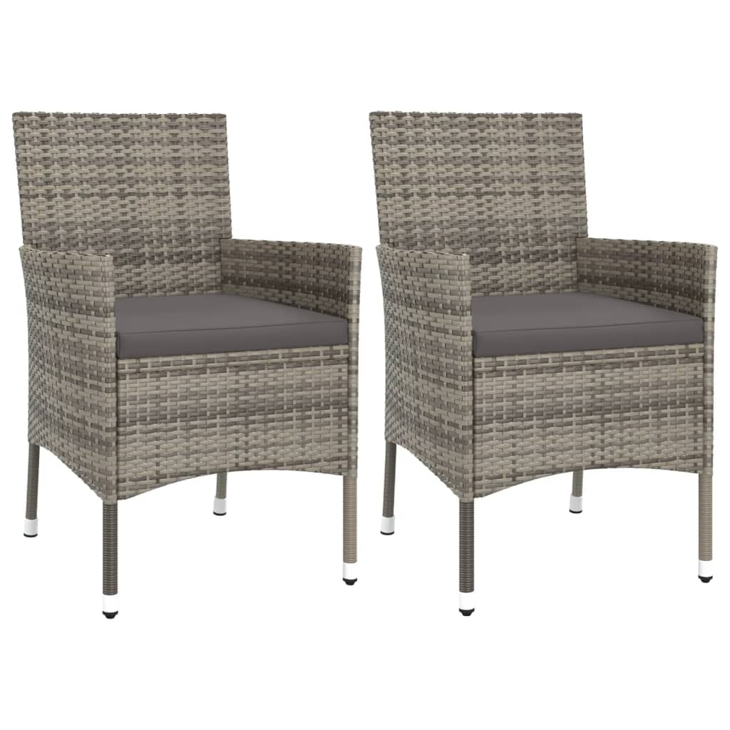 Ensemble de bistro de jardin 3 pcs coussins gris poly rotin