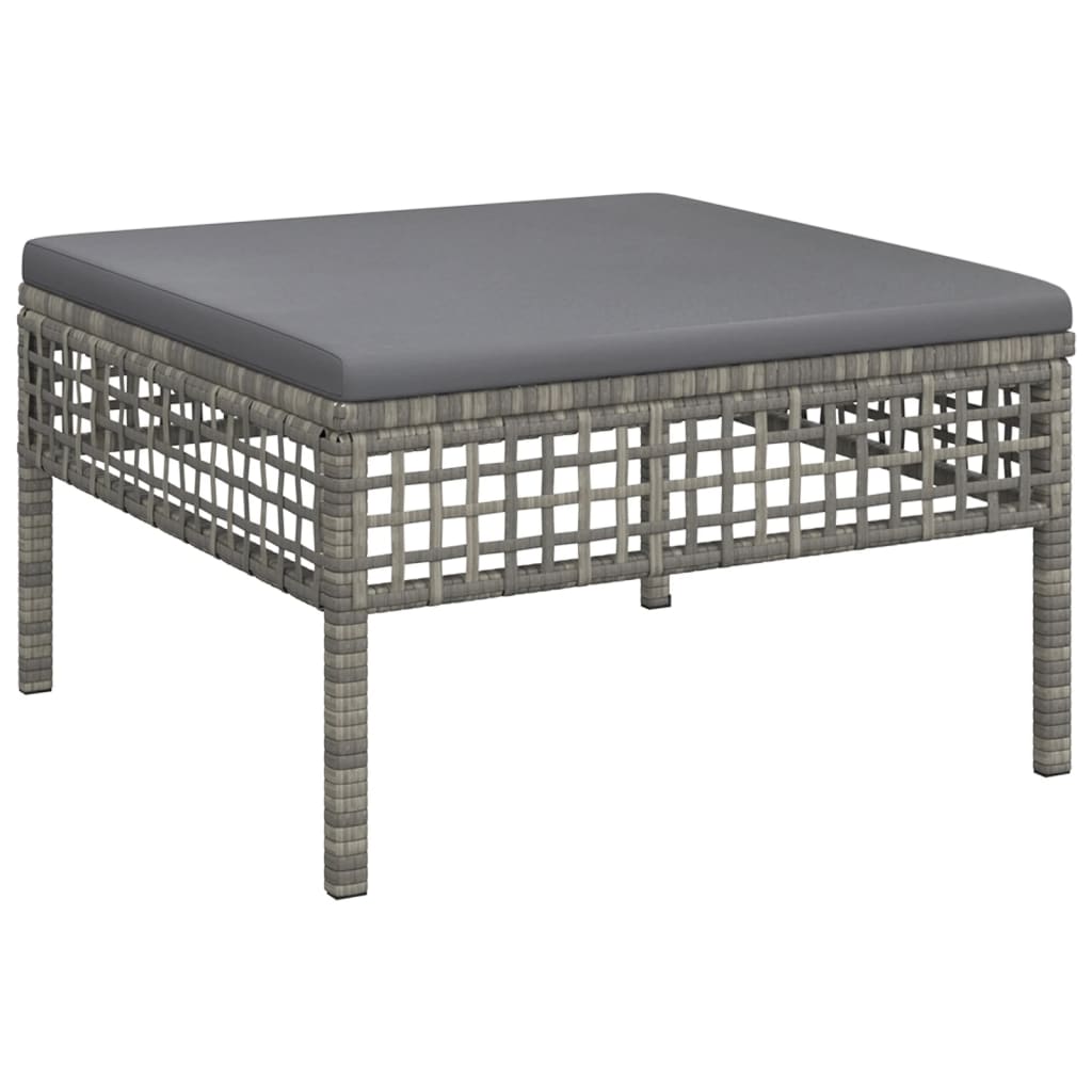 Salon de jardin 6 pcs avec coussins Gris Résine tressée