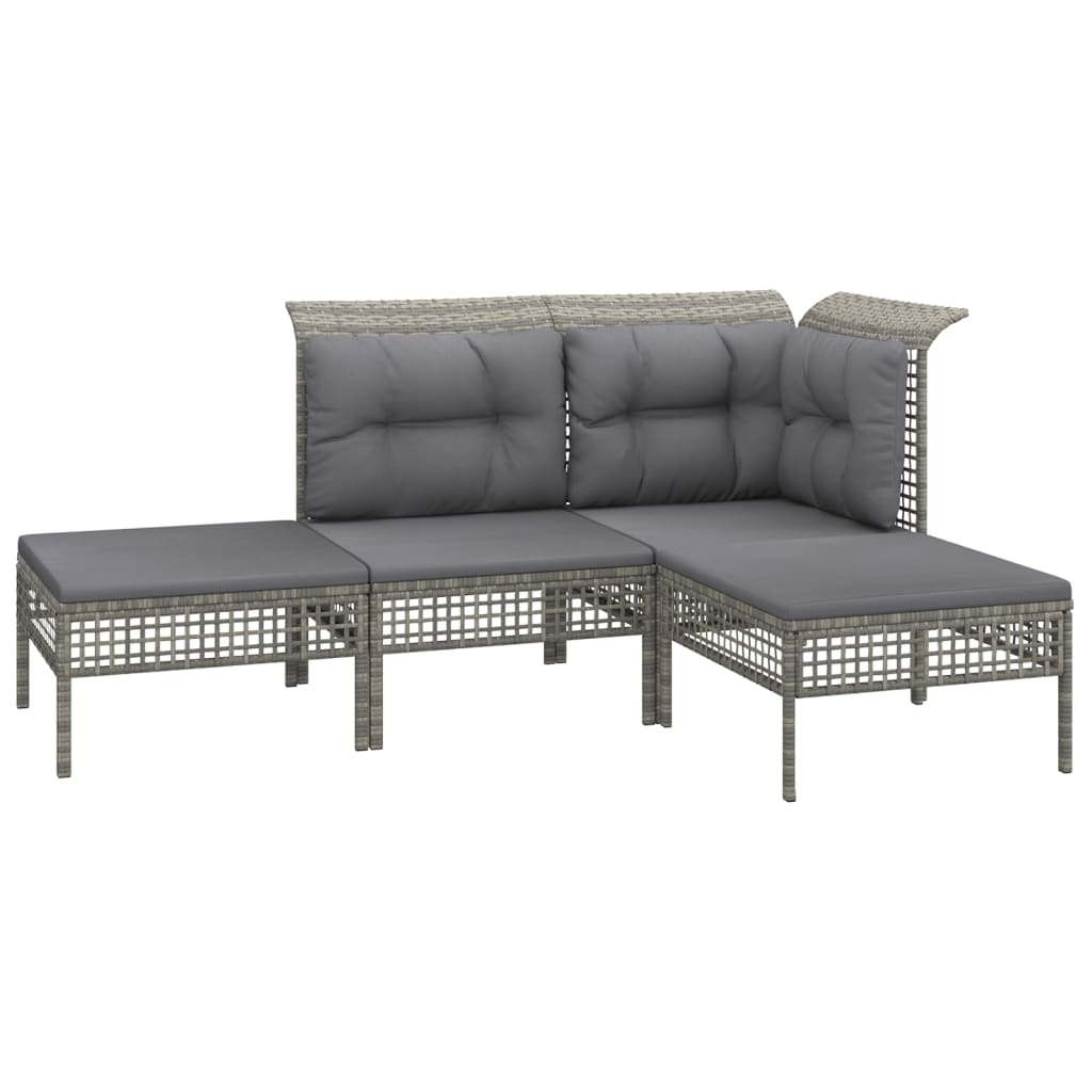 Salon de jardin 7 pcs avec coussins Gris Résine tressée