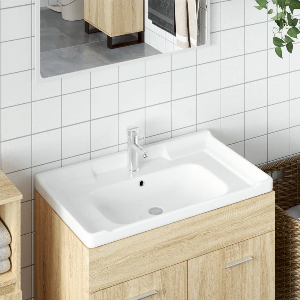 Évier salle de bain blanc 91,5x48x23 cm rectangulaire céramique Lavabos vidaXL