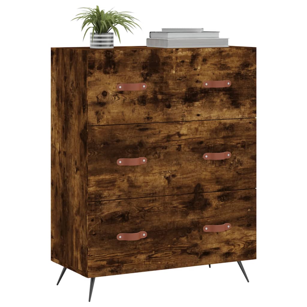 Commode chêne fumé 69,5 x 34 x 90 cm bois d'ingénierie - XIOS