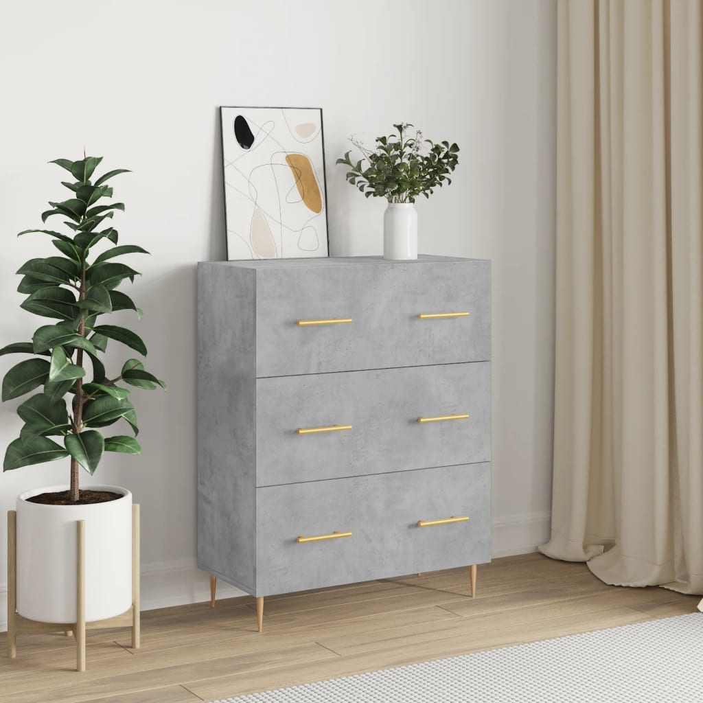 Buffet gris béton 69,5x34x90 cm bois d'ingénierie - XIOS