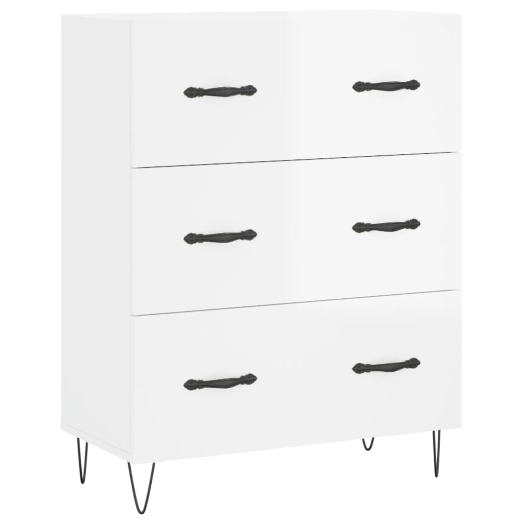 Buffet Blanc brillant 69,5x34x90 cm Bois d'ingénierie - XIOS