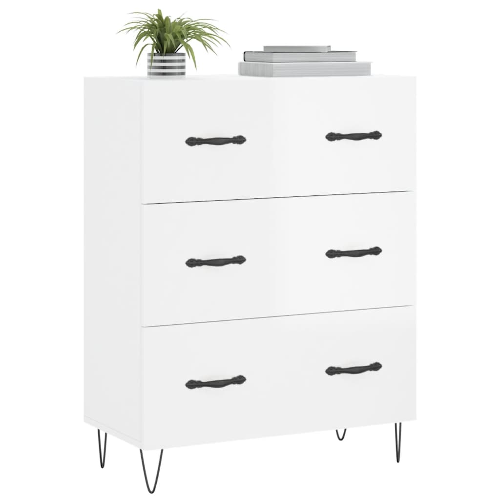 Buffet Blanc brillant 69,5x34x90 cm Bois d'ingénierie - XIOS