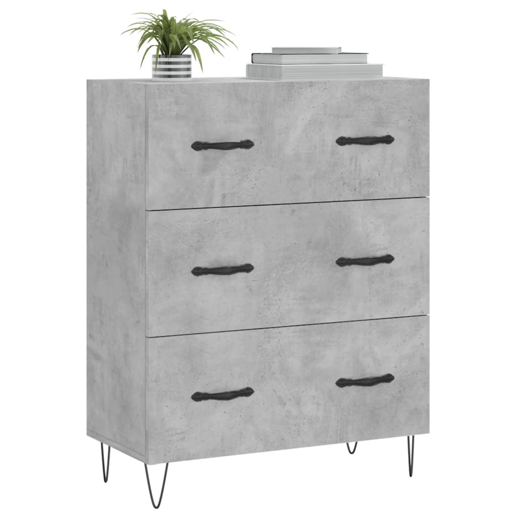 Buffet gris béton 69,5x34x90 cm bois d'ingénierie - XIOS